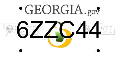 6ZZC44 Georgia License Plate