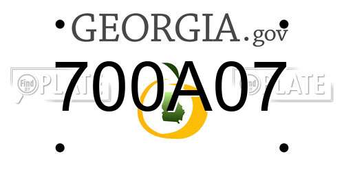 700A07 Georgia License Plate