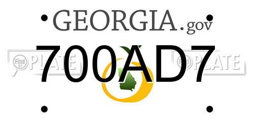 700AD7 Georgia License Plate