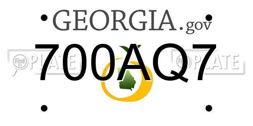 700AQ7 Georgia License Plate