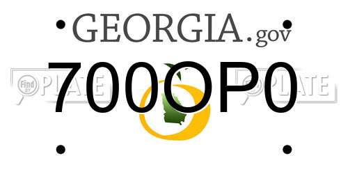 700OP0 Georgia License Plate