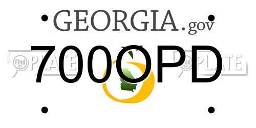 700OPD Georgia License Plate