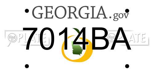 7014BA Georgia License Plate