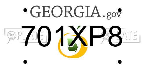 701XP8 Georgia License Plate