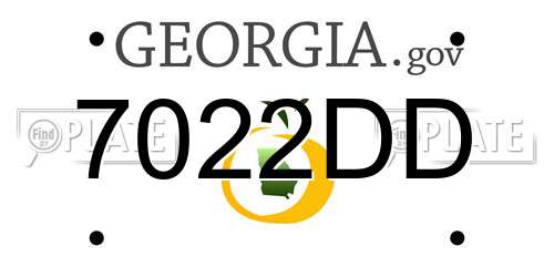 7022DD Georgia License Plate