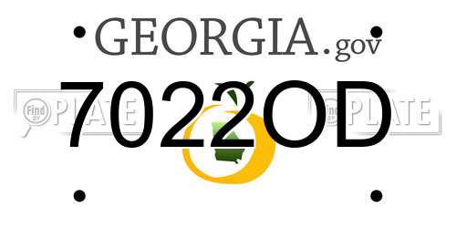 7022OD Georgia License Plate