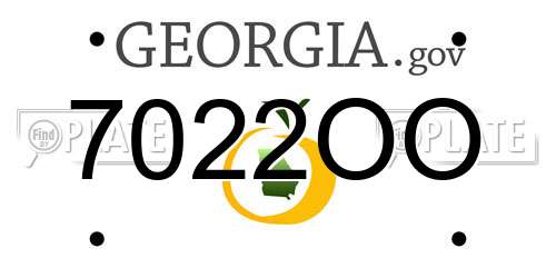 7022OO Georgia License Plate