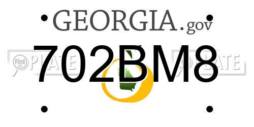702BM8 Georgia License Plate