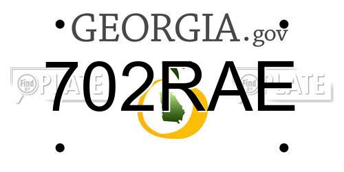 702RAE Georgia License Plate