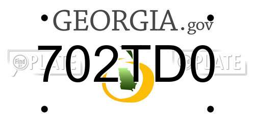 702TD0 Georgia License Plate