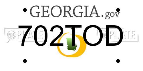 702TOD Georgia License Plate