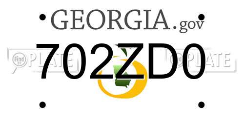 702ZD0 Georgia License Plate