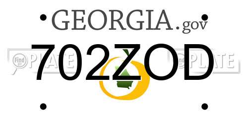 702ZOD Georgia License Plate