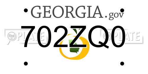 702ZQ0 Georgia License Plate