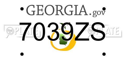 7039ZS Georgia License Plate