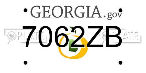 7062ZB Georgia License Plate