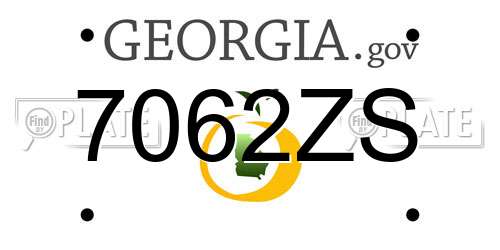 7062ZS Georgia License Plate