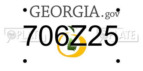 706Z25 Georgia License Plate