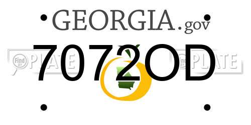 7072OD Georgia License Plate