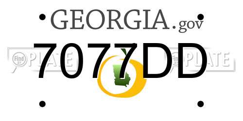 7077DD Georgia License Plate