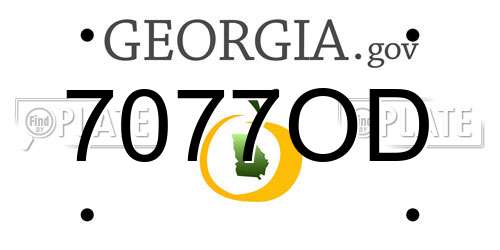 7077OD Georgia License Plate