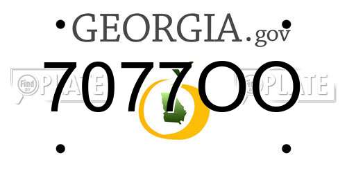7077OO Georgia License Plate
