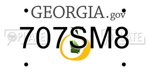 707SM8 Georgia License Plate