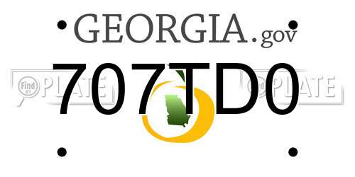 707TD0 Georgia License Plate