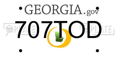 707TOD Georgia License Plate
