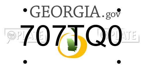 707TQ0 Georgia License Plate