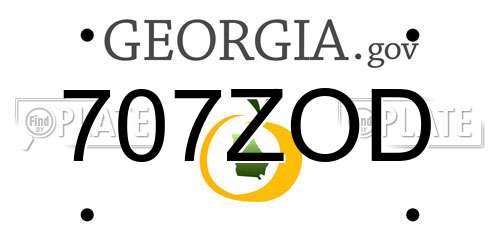 707ZOD Georgia License Plate