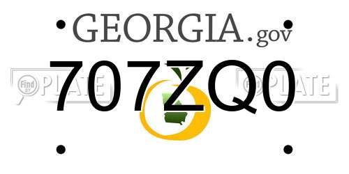 707ZQ0 Georgia License Plate