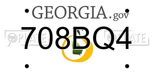 708BQ4 Georgia License Plate