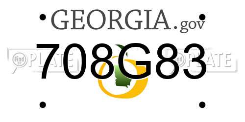708G83 Georgia License Plate