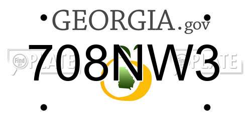 708NW3 Georgia License Plate