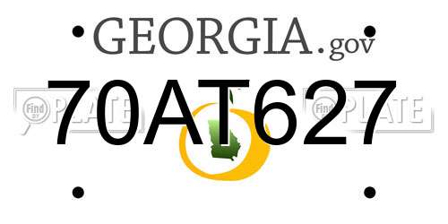 70AT627 Georgia License Plate