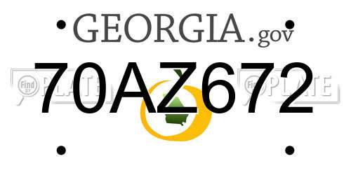 70AZ672 Georgia License Plate