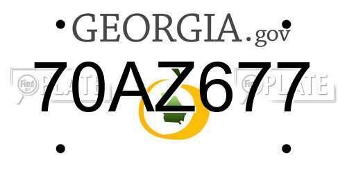 70AZ677 Georgia License Plate