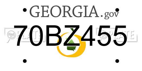 70BZ455 Georgia License Plate