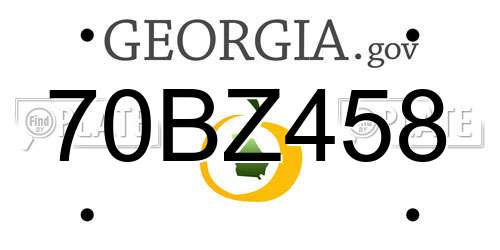 70BZ458 Georgia License Plate