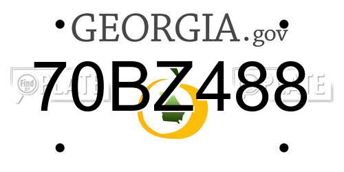 70BZ488 Georgia License Plate