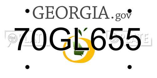 70GL655 Georgia License Plate
