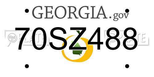 70SZ488 Georgia License Plate