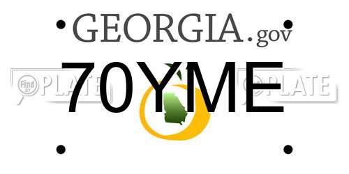 70YME Georgia License Plate