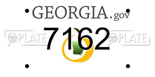 7162 Georgia License Plate