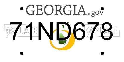 71ND678 Georgia License Plate