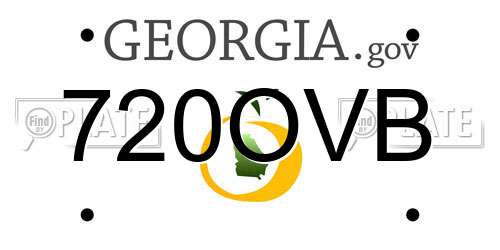 720OVB Georgia License Plate
