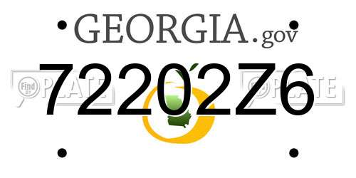 72202Z6 Georgia License Plate