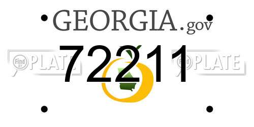 72211 Georgia License Plate