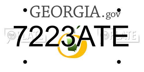 7223ATE Georgia License Plate